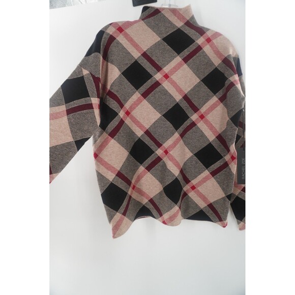 NWT Rachel Zoe Plaid Argyle Sweater Preppy Mock Neck Pullover Cozy Knit Size XL - Picture 2 of 10